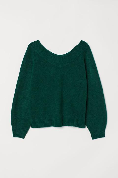 H & M+ Jersey Hombro Descubierto - Verde