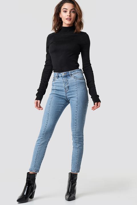 Na-kd Highwaist Skinny Panel Jeans - Blue