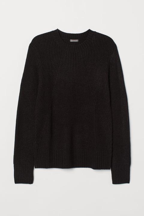 H & M - Pullover In Maglia A Coste - Nero