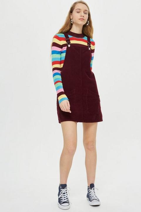 Moto Cord Pocket Pinafore Dress