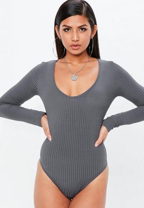 ribbed long sleeve bodysuit