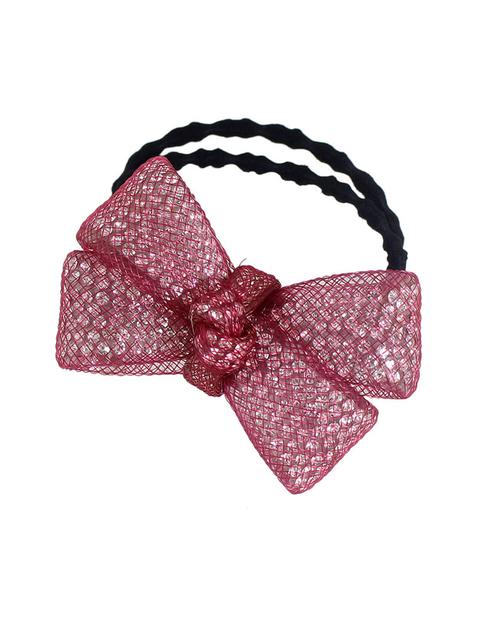 Red Color Trendy Multicolors Rhinestone Bow Elastic Hair Rope