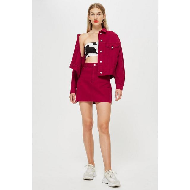 cherry red denim jacket