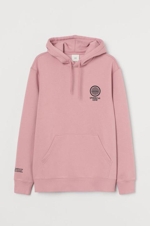 Sudadera Estampada Con Capucha - Rosa