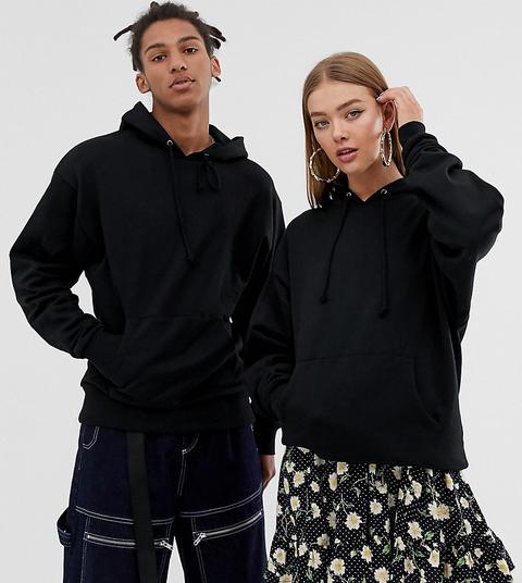 Sudadera Con Capucha Negra Unisex De Collusion-negro