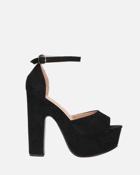 Chloe - Sandalias De Tacón Con Plataform En Ante Negro