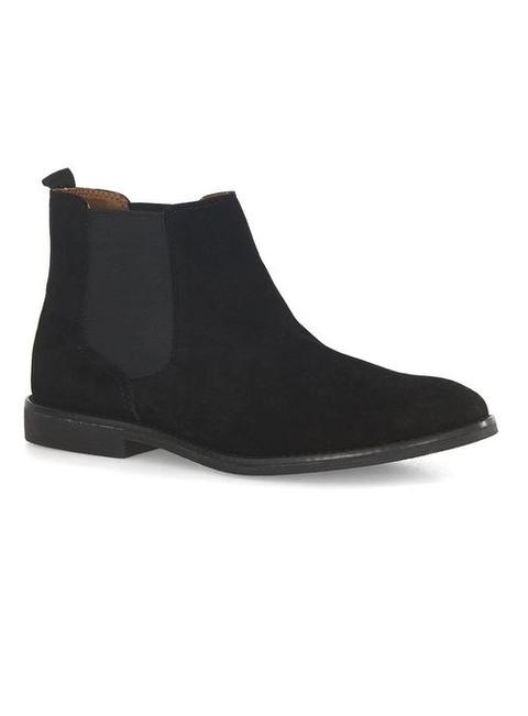 Black Faux Suede Chelsea Boots