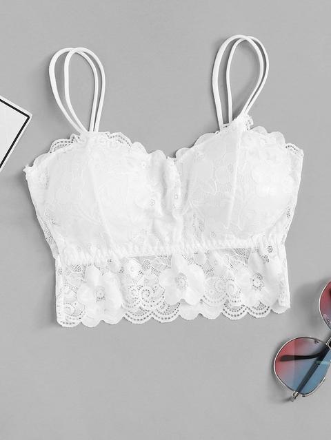 Bralette In Pizzo Floreale Smerlato