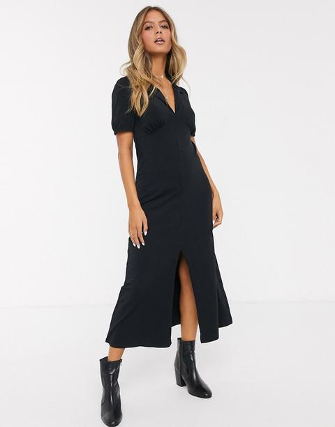 Vestido Midi De Tarde Con Cuello En Negro Ultimate De Asos Design