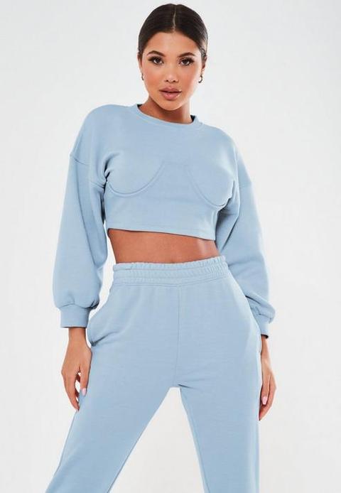 Petite Blue Corset Sweatshirt, Blue