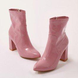 pink patent ankle boots