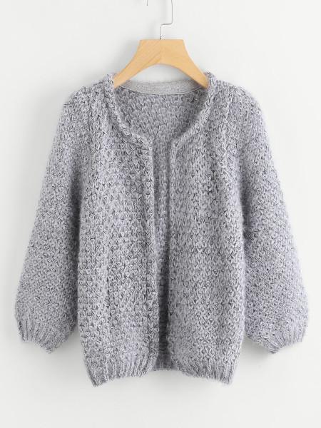 Abrigo Manga Larga Mohair-gris