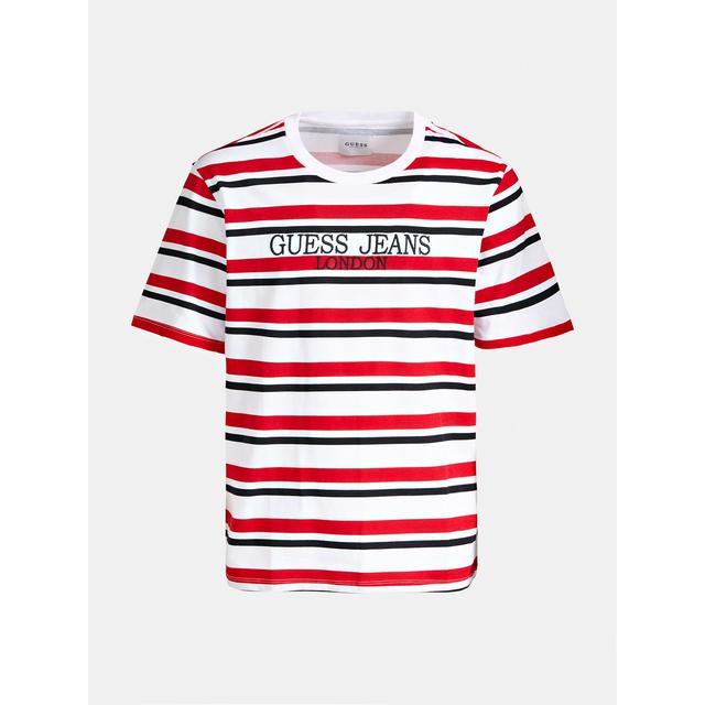 guess stripe motif t shirt