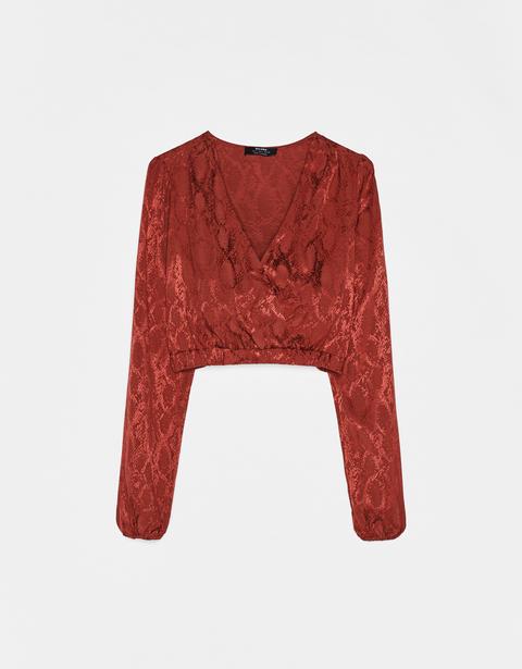 Blusa Jacquard Con Manga Abullonada