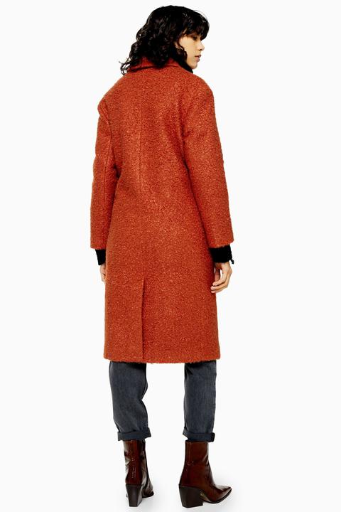 Orange hot sale boucle coat