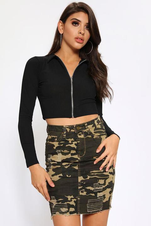 distressed camo skirt