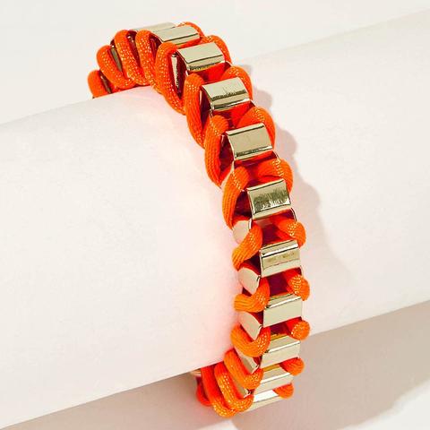 Pulsera Bicolor Tejida Con Metal Y Cuerda 1 Pieza