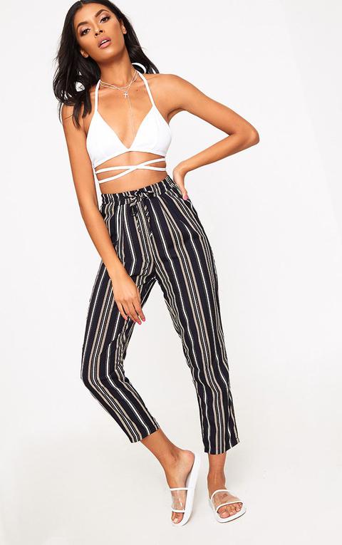 Black Multi Stripe Casual Trousers