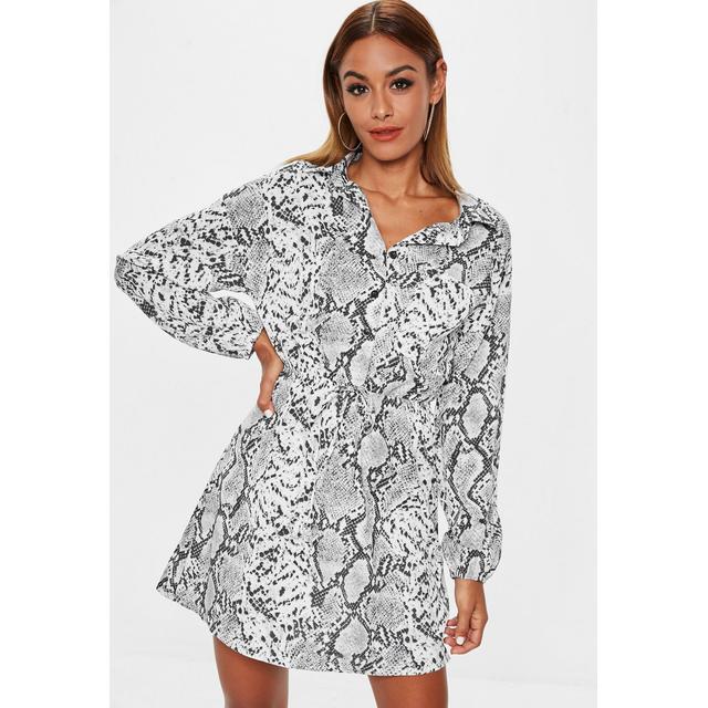 missguided snake print shirt dress