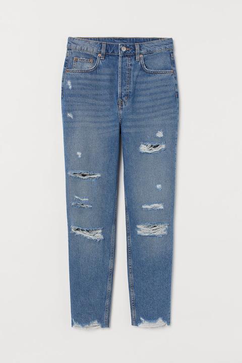 Slim Mom High Ankle Jeans - Bleu