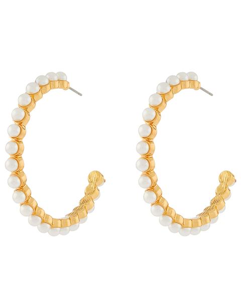 Pearl Medium Hoop Earrings