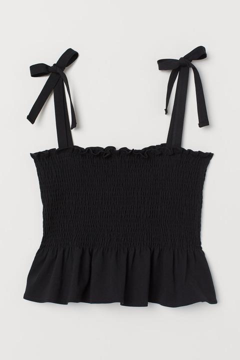 Top De Tirantes Con Fruncido - Negro