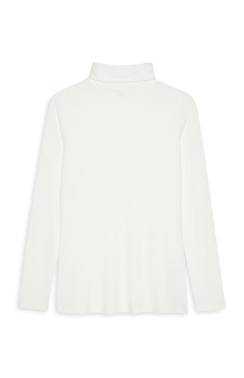 White Supersoft Roll Neck Top