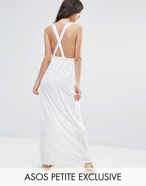 Asos Petite - Copricostume Lungo In Jersey Con Incrocio Sul Retro - Bianco
