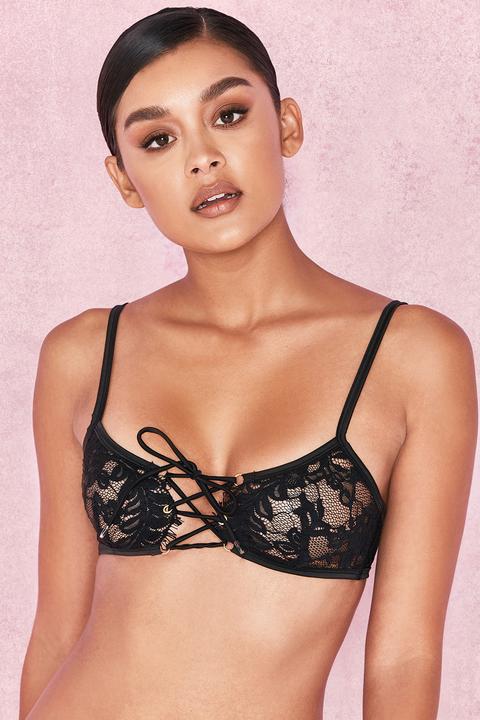 Black Lace Criss Cross Bra - Sale