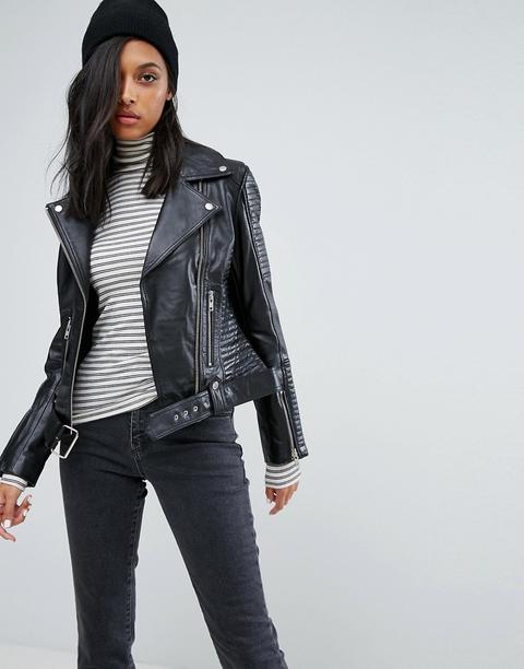 Chaqueta Biker De Cuero De Barneys