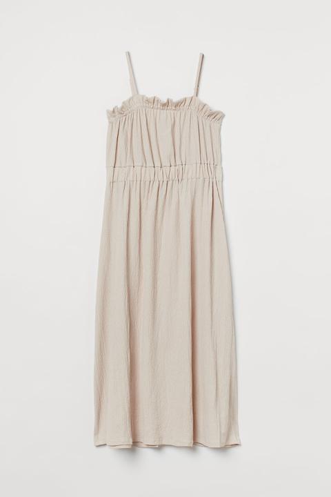 Calf-length Jersey Dress - Beige