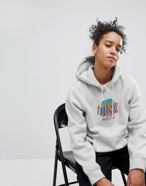 Stussy Oversized Hoodie With Globe Logo - Fog