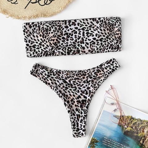 Set Bikini Casuali A Fascia Leopardo