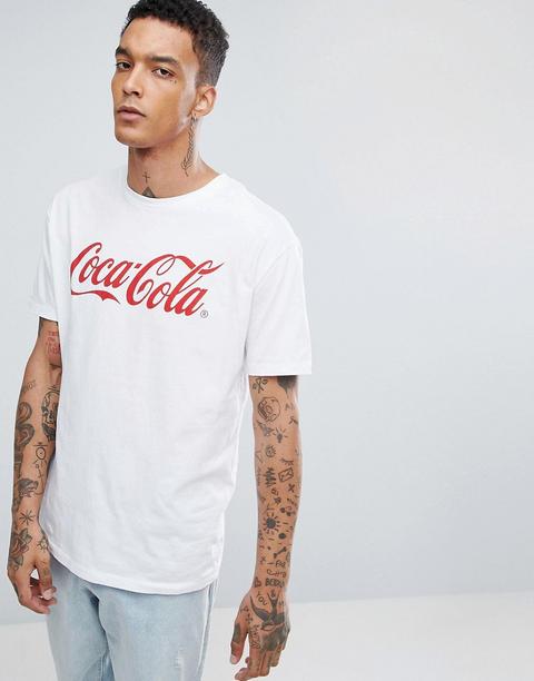 "bershka - T-shirt Bianca Con Scritta "coca Cola" - Bianco