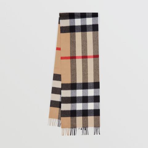 Burberry Check Cashmere Scarf, Beige