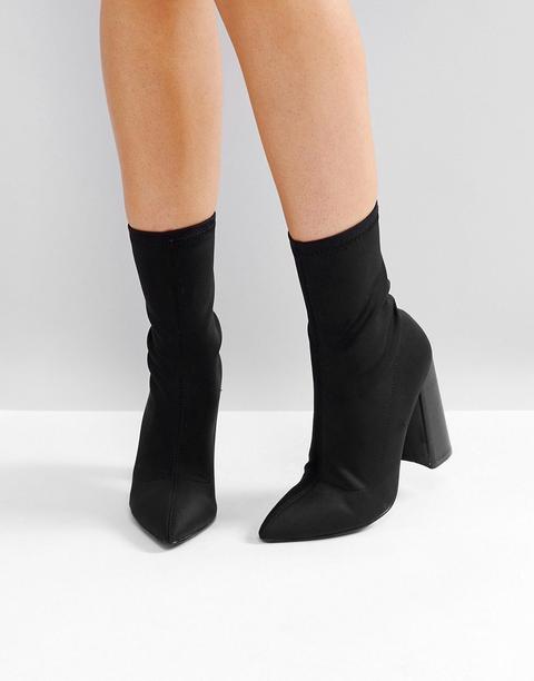 Public Desire Libby Black High Heeled Sock Boots - Black
