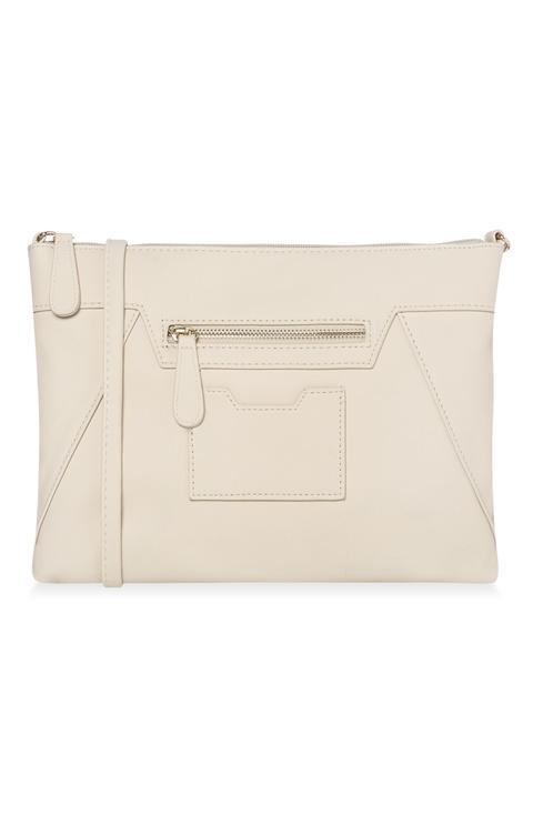 Bolso Cruzado Beige Con Cremalleras