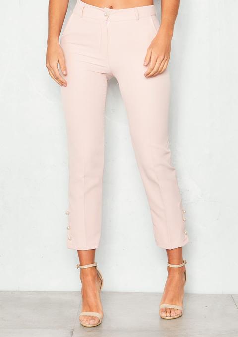 Alicia Pink Pearl Hem Tapered Trousers