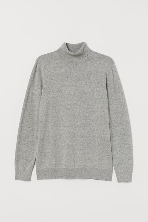 Jersey De Cuello Alto En Punto - Gris