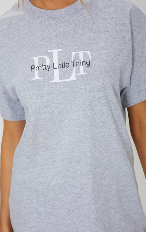 Prettylittlething Grey Oversized Slogan T Shirt