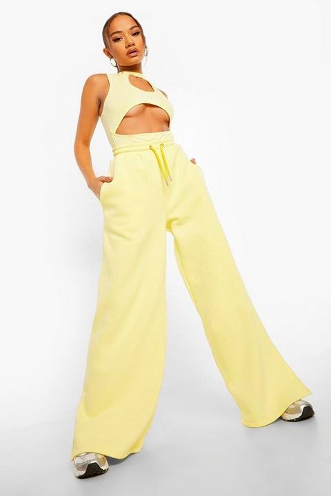 Womens Official Back Print Wide Leg Joggers - Yellow - 16, Yellow