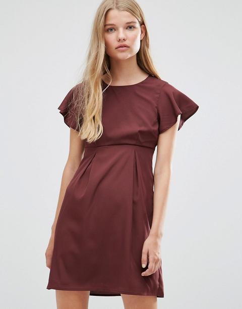 Vero Moda - Emma - Vestito Cioccolato Con Maniche A Volant - Marrone
