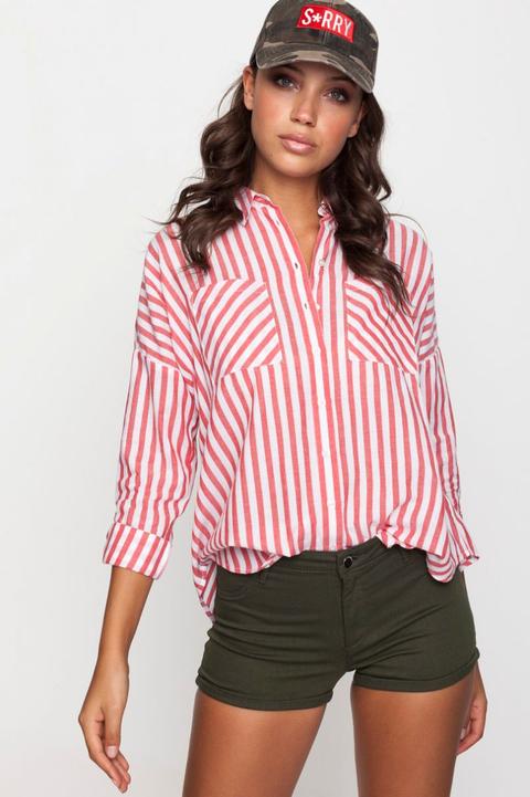 Camicia Oversize Bianca E Rossa