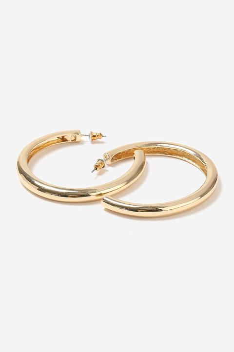 Womens Smooth Thick Hoop Earrings - Gold, Gold