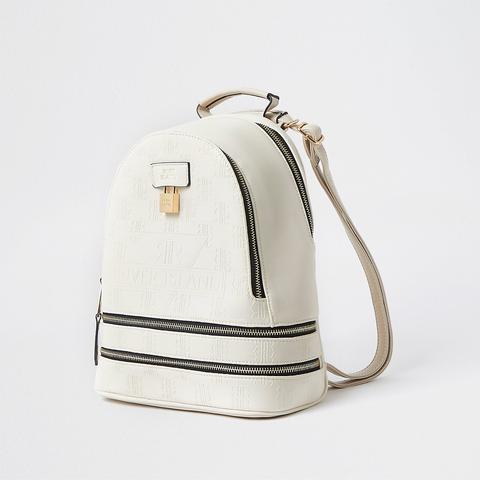 Cream Ri Embossed Monogram Backpack