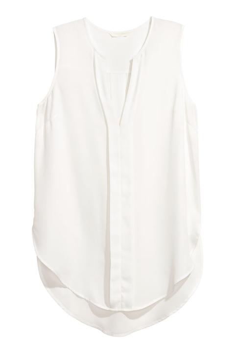 Blusa Con Escote De Pico - Blanco