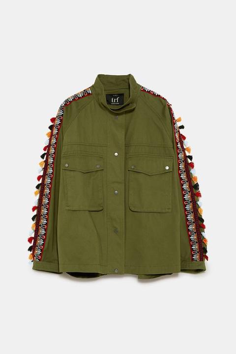 Parka Con Striscia Finita Con Pompon