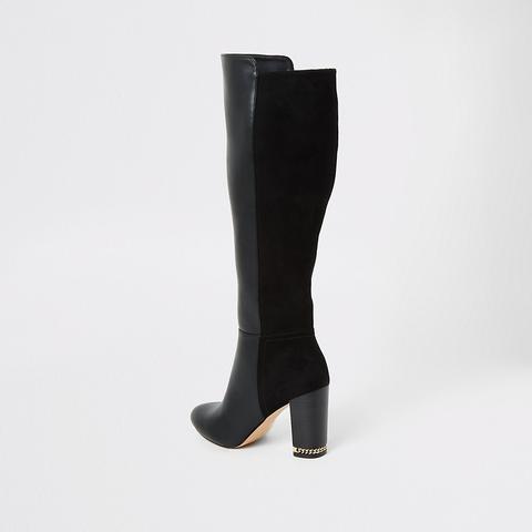 black high heel boots knee high