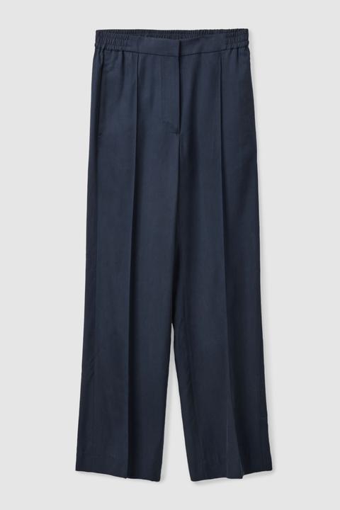 Wide-leg Elasticated Waist Trousers