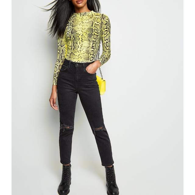 snake print mesh top